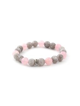 Agato Bracciale con perle di giada e quarzo rosa MINK18/17 donna