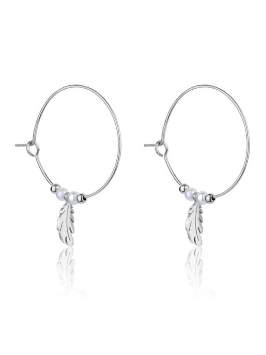 Emily Westwood Orecchini a cerchio in acciaio con perle Ruth EWE23064S donna