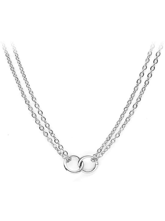 Pierre Lannier Elegante collana in acciaio con anelli Seduction BJ02A4101 donna