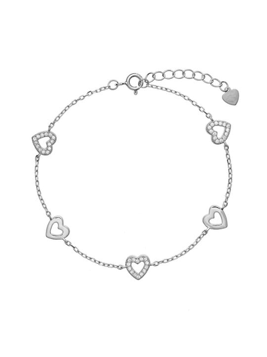 AGAIN Jewelry Bracciale in argento con cuori AJNR0005 donna