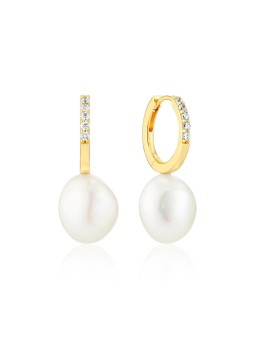 Sif Jakobs Orecchini a cerchio placcati in oro con perle di Padova autentiche SJ-E2443-PCZ-YG donna