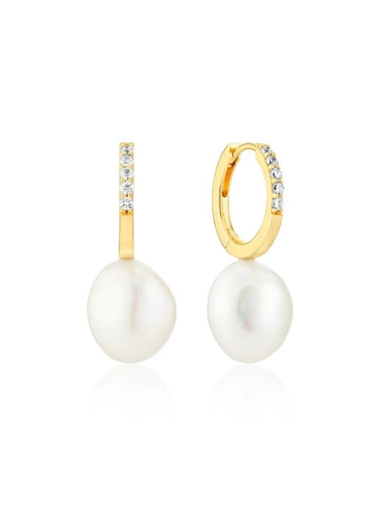 Sif Jakobs Orecchini a cerchio placcati in oro con perle di Padova autentiche SJ-E2443-PCZ-YG donna