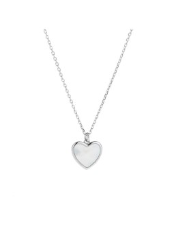 AGAIN Jewelry Delicata collana in argento con cuore in madreperla AJNA0031 catena, pendente donna