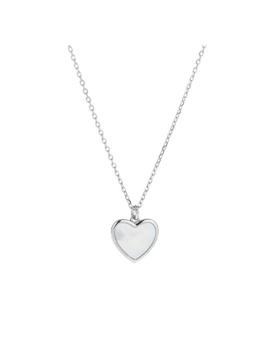AGAIN Jewelry Delicata collana in argento con cuore in madreperla AJNA0031 catena, pendente donna