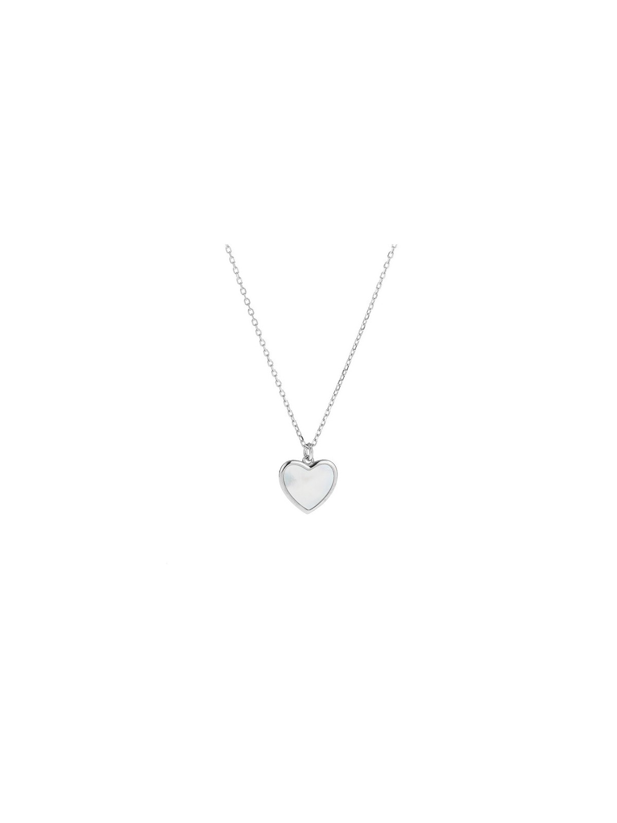 AGAIN Jewelry Delicata collana in argento con cuore in madreperla AJNA0031 catena, pendente donna