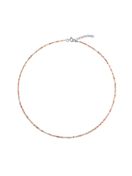 AGAIN Jewelry Collana con perline di pietra di luna arancione AJKNA001 donna