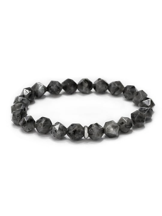 Agato Bracciale con perline di larvikite MINK150/17 unisex