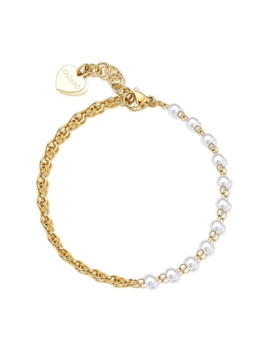 S'Agapõ Elegante bracciale con perle grosse placcato oro SHK68 donna