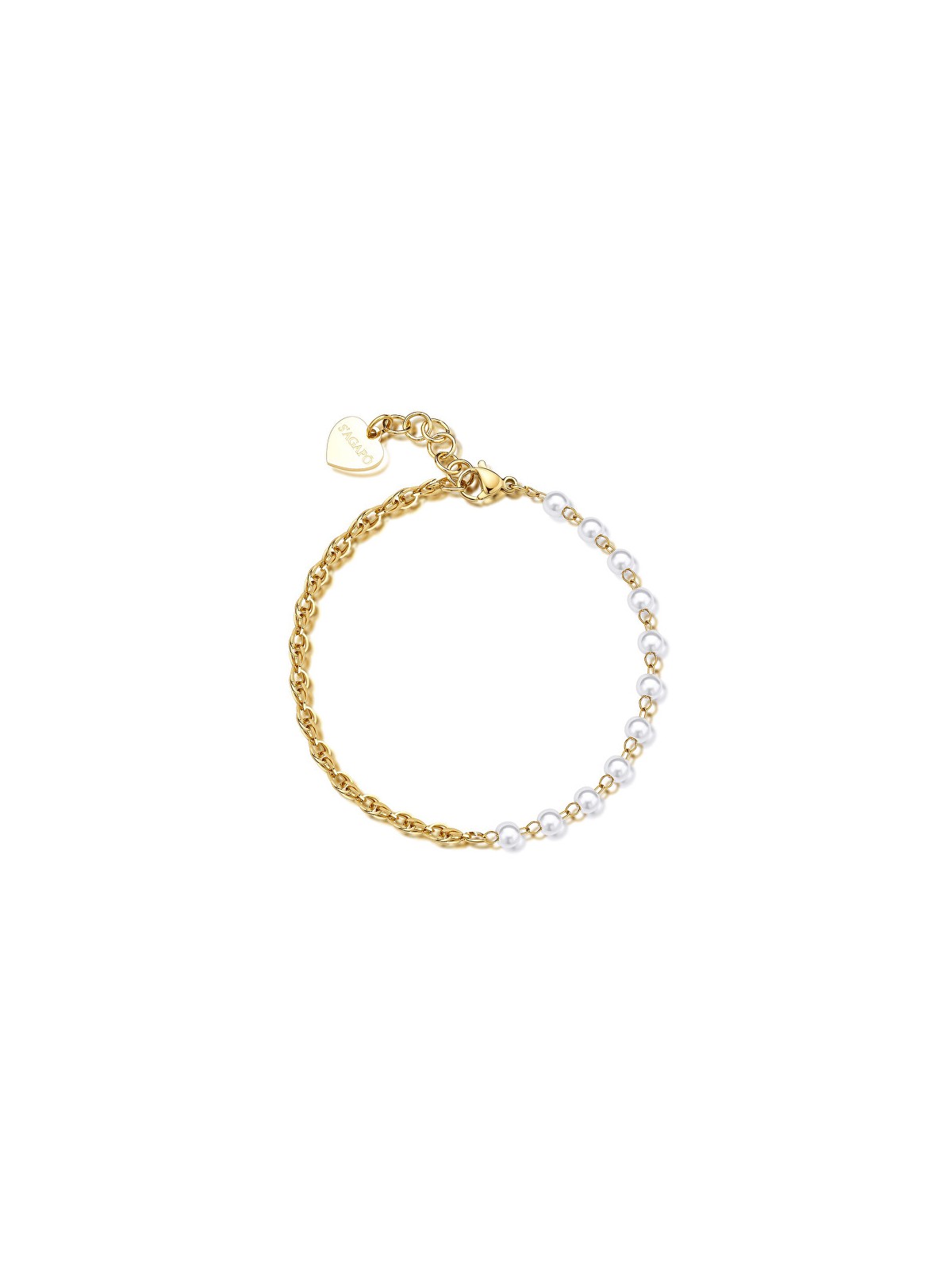 S'Agapõ Elegante bracciale con perle grosse placcato oro SHK68 donna