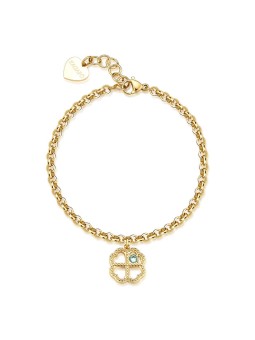 S'Agapõ Affascinante bracciale placcato oro Lucky Light Quadrifoglio SKT46 donna