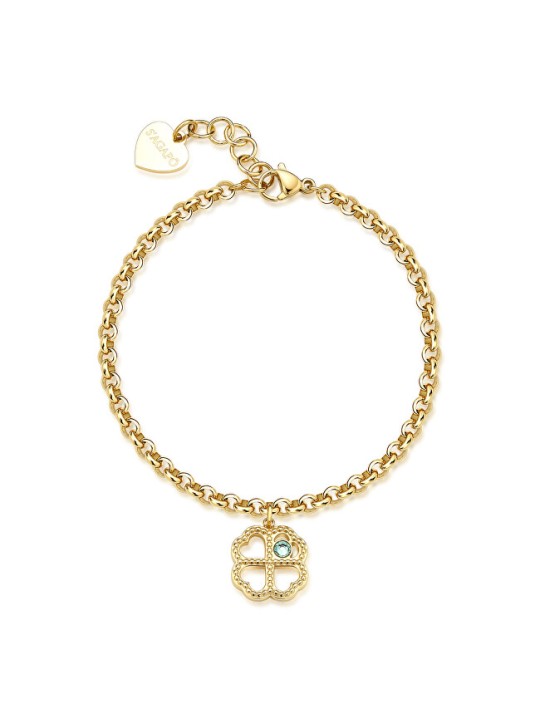 S'Agapõ Affascinante bracciale placcato oro Lucky Light Quadrifoglio SKT46 donna