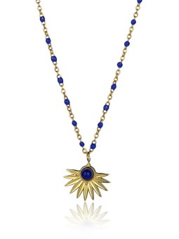 Emily Westwood Collana da donna placcata oro con perline blu EWN23039G donna