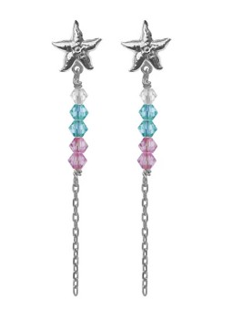 Victoria Cruz Orecchini pendenti lunghi a stella in argento con cristalli Bliss A4849-MHT donna