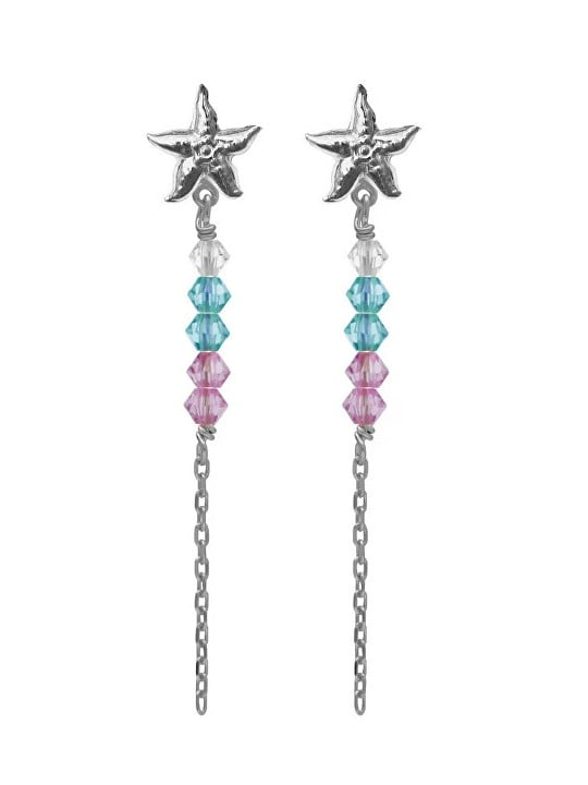 Victoria Cruz Orecchini pendenti lunghi a stella in argento con cristalli Bliss A4849-MHT donna
