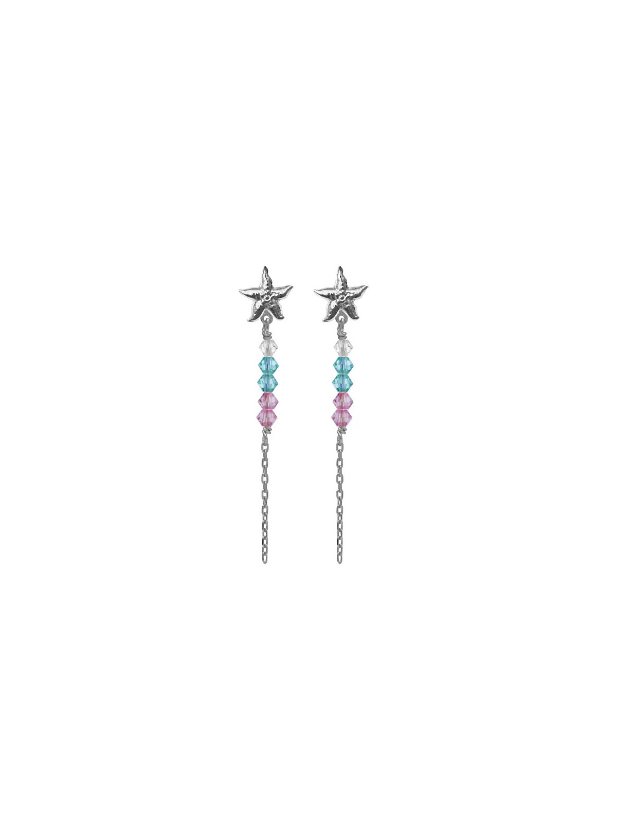 Victoria Cruz Orecchini pendenti lunghi a stella in argento con cristalli Bliss A4849-MHT donna