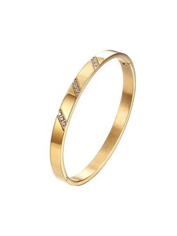 Troli Un affascinante bracciale massiccio placcato oro con cristalli donna