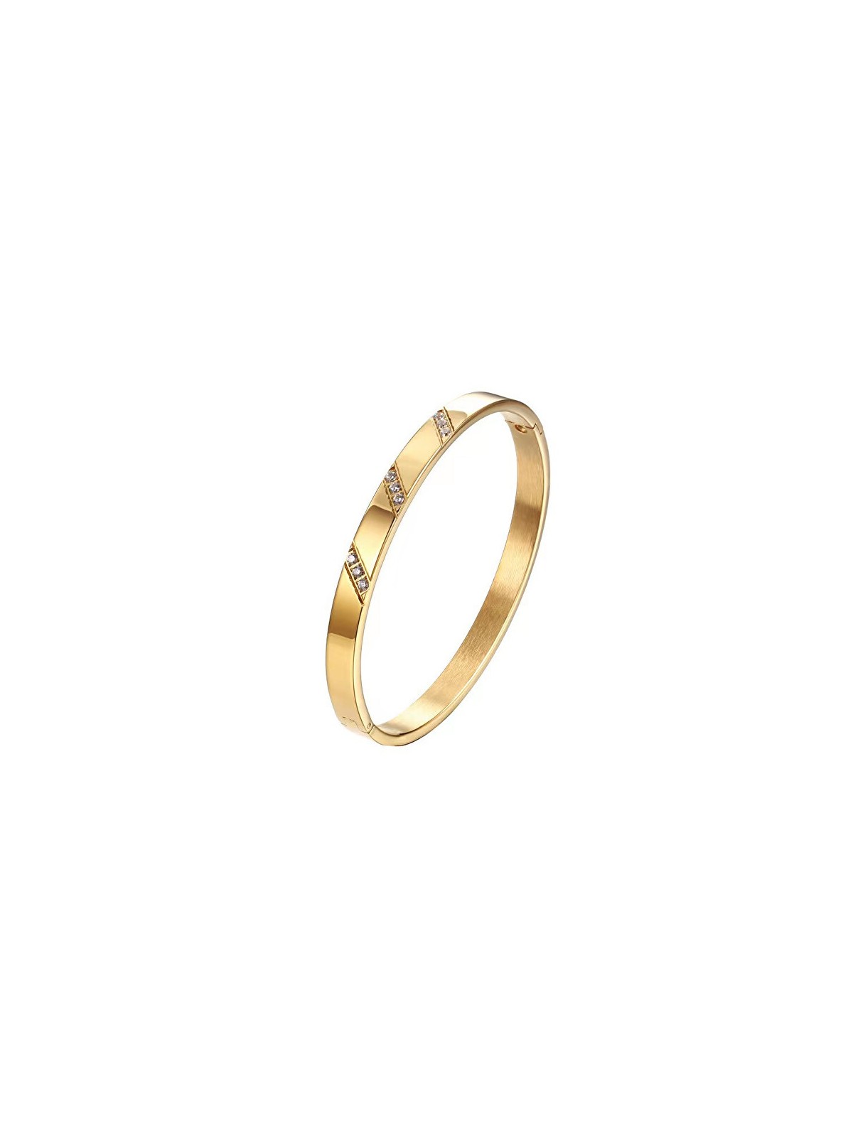 Troli Un affascinante bracciale massiccio placcato oro con cristalli donna
