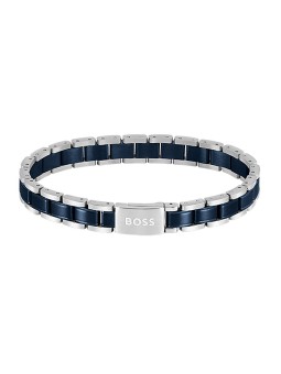 Hugo Boss Elegante bracciale bicolore da uomo con maglie in metallo, modello Essentials 1580664 uomo