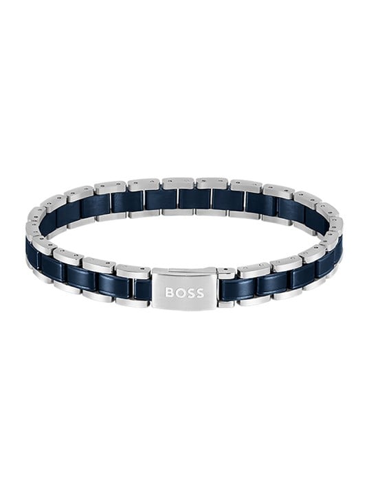 Hugo Boss Elegante bracciale bicolore da uomo con maglie in metallo, modello Essentials 1580664 uomo