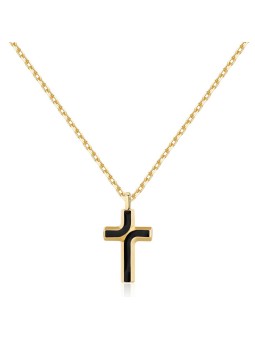 Brosway Collana con croce Backliner BBC08 placcata oro senza tempo uomo