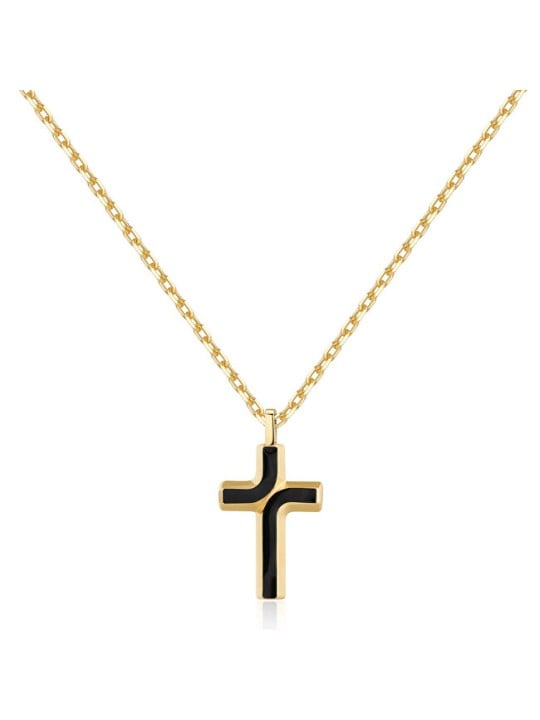 Brosway Collana con croce Backliner BBC08 placcata oro senza tempo uomo