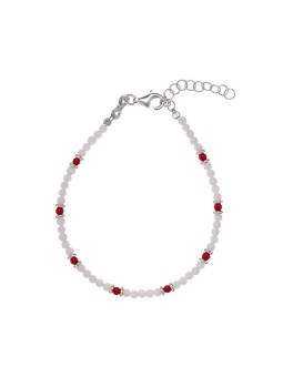 Alisia Bracciale con perline di agata e corallo rosso AL3956-Argento-BiancoCorallo donna