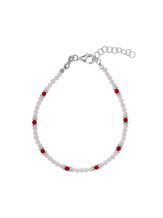 Alisia Bracciale con perline di agata e corallo rosso AL3956-Argento-BiancoCorallo donna