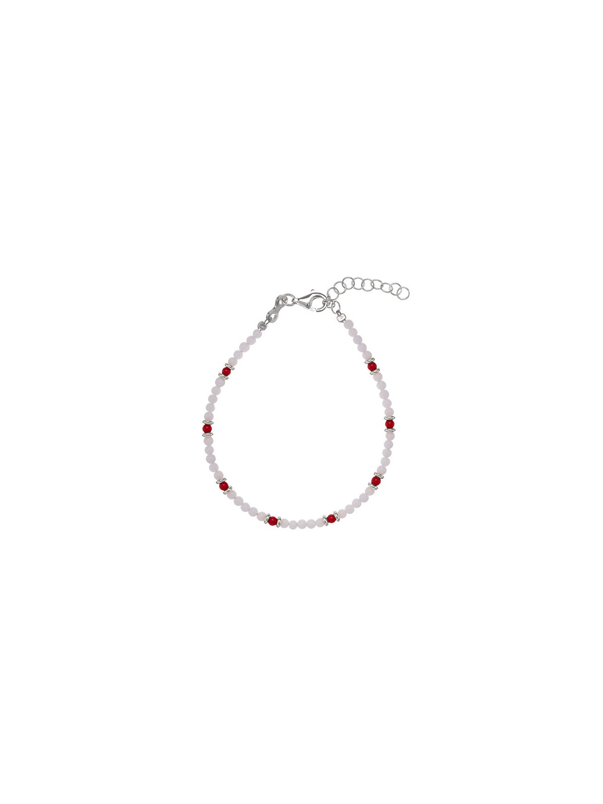 Alisia Bracciale con perline di agata e corallo rosso AL3956-Argento-BiancoCorallo donna