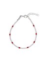 Alisia Bracciale con perline di agata e corallo rosso AL3956-Argento-BiancoCorallo donna