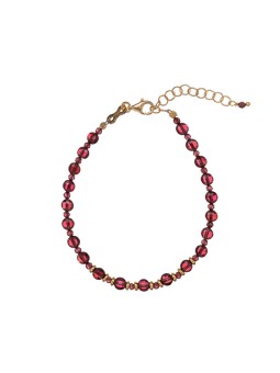 Alisia AL4264-Oro-Granato bracciale di perline in argento placcato oro e granato donna