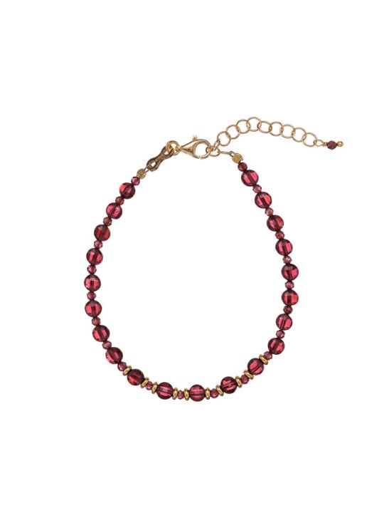 Alisia AL4264-Oro-Granato bracciale di perline in argento placcato oro e granato donna