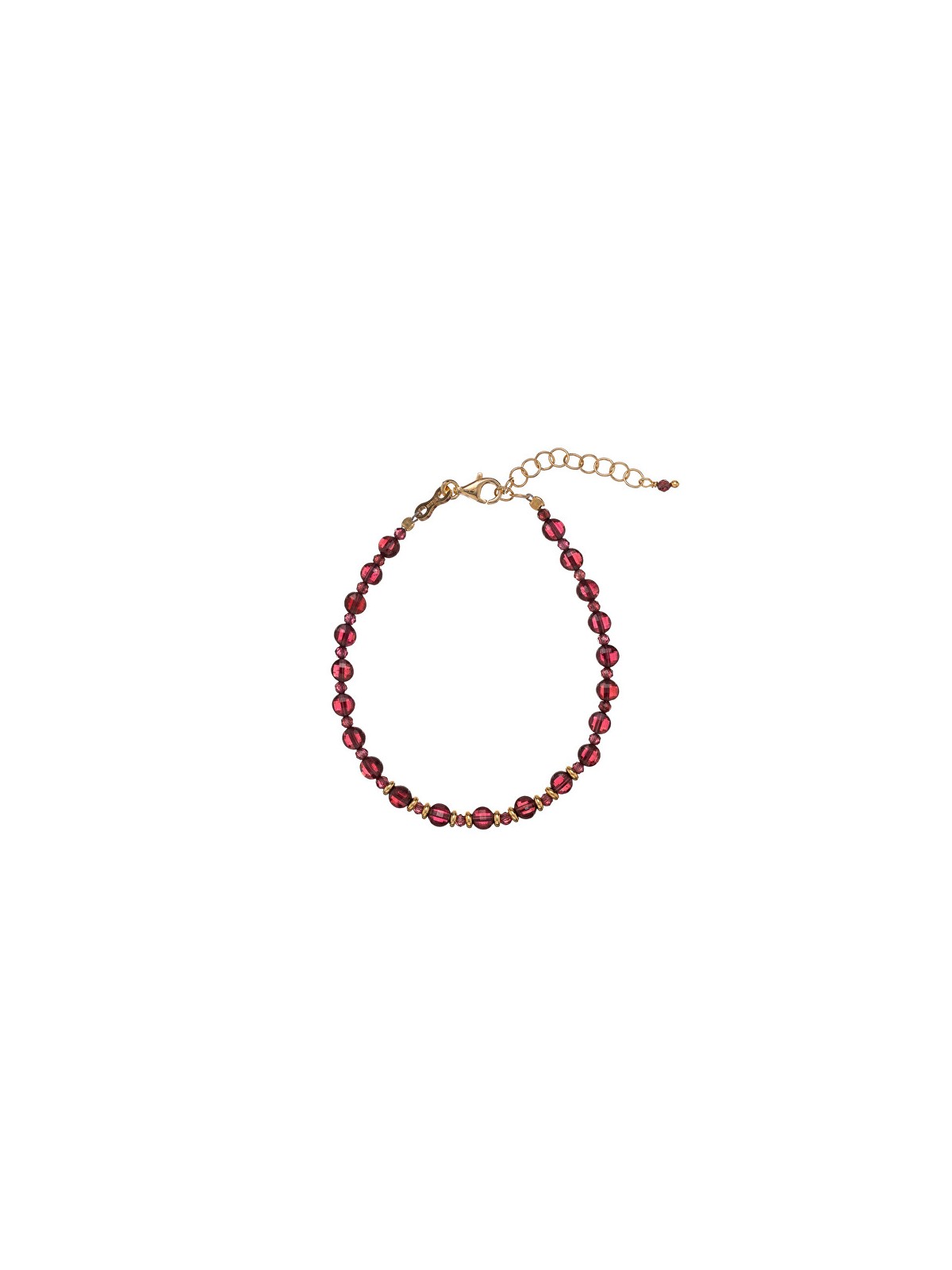 Alisia AL4264-Oro-Granato bracciale di perline in argento placcato oro e granato donna