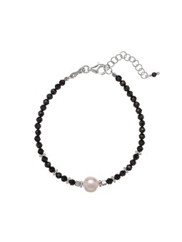 Alisia Bracciale con perle di spinello nero e perla autentica AL4108-Argento-Spinello donna