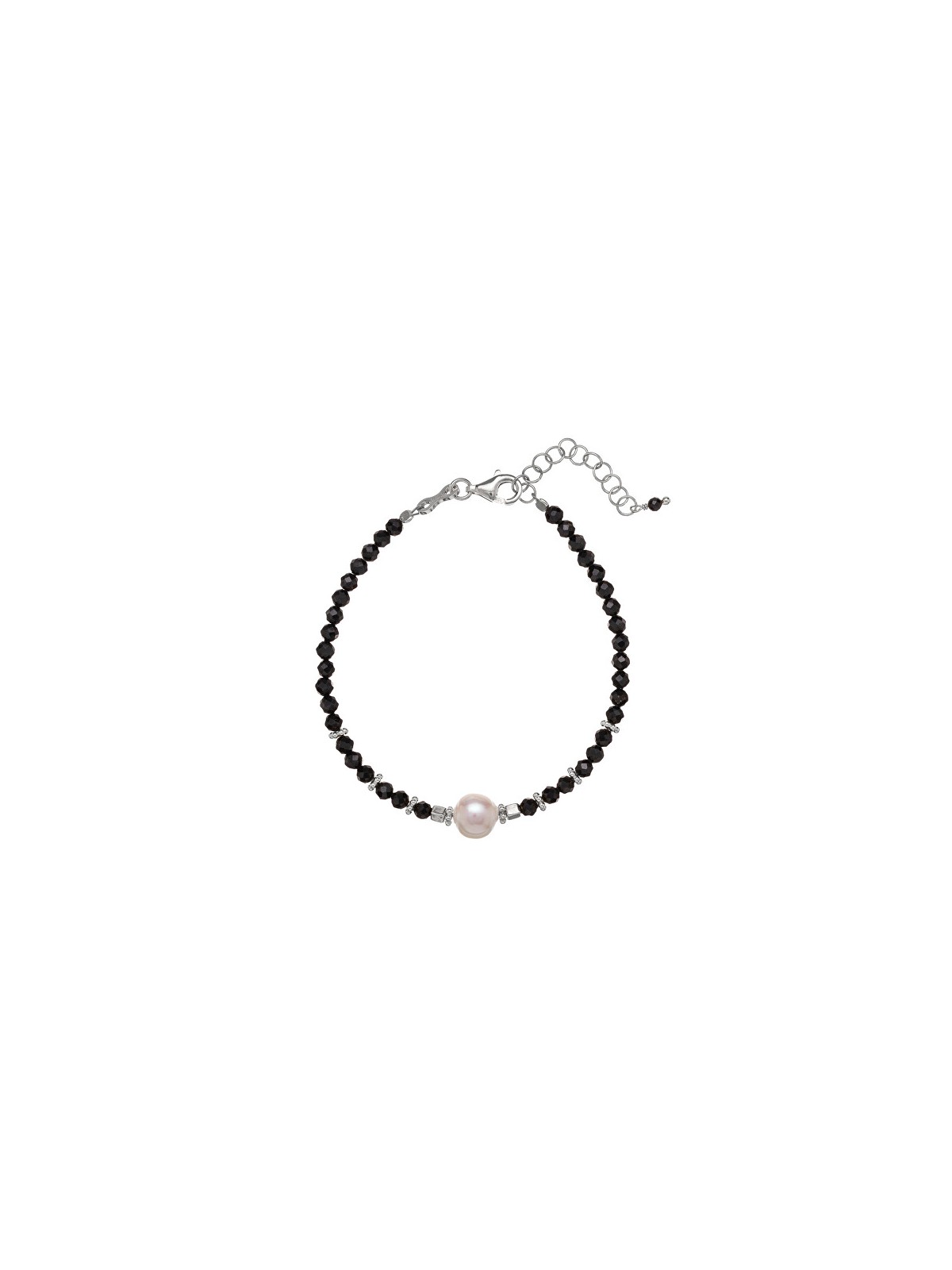 Alisia Bracciale con perle di spinello nero e perla autentica AL4108-Argento-Spinello donna