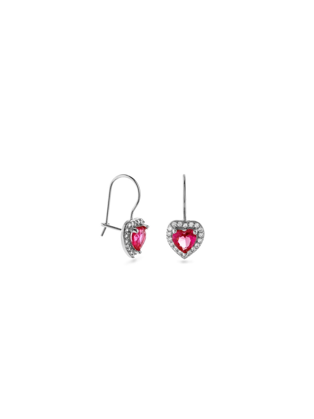 AGAIN Jewelry Orecchini pendenti in argento a forma di cuore con zirconi AJNS0047 donna