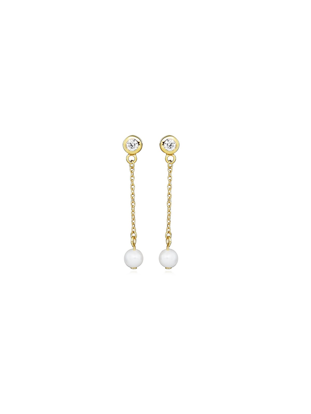 Silver Cat Orecchini pendenti placcati oro con perle e zirconi cubici SC561 donna