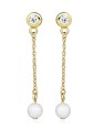 Silver Cat Orecchini pendenti placcati oro con perle e zirconi cubici SC561 donna