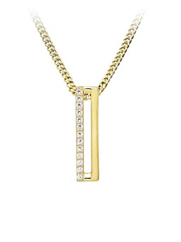 Silver Cat Collana minimalista placcata oro con zirconi cubici SC539 catena, pendente donna