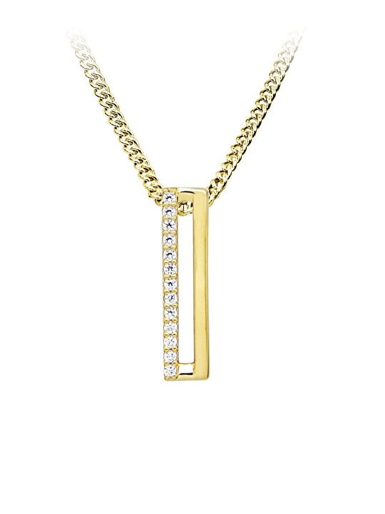 Silver Cat Collana minimalista placcata oro con zirconi cubici SC539 catena, pendente donna