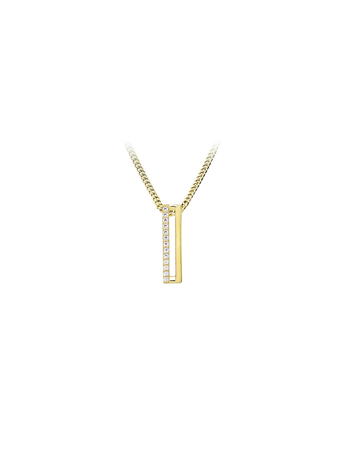 Silver Cat Collana minimalista placcata oro con zirconi cubici SC539 catena, pendente donna