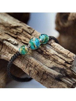 Lampglas Bracciale Lampglas Aquamarine Dream-Black in oro 24 carati con perle BSA53/BLACK/CHI donna