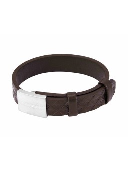 Emporio Armani Bracciale da uomo in pelle con logo aquila EGS3135040 uomo