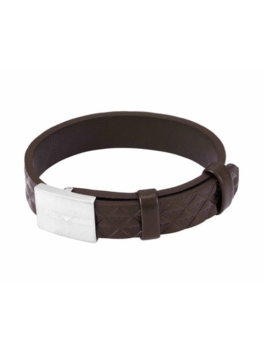 Emporio Armani Bracciale da uomo in pelle con logo aquila EGS3135040 uomo
