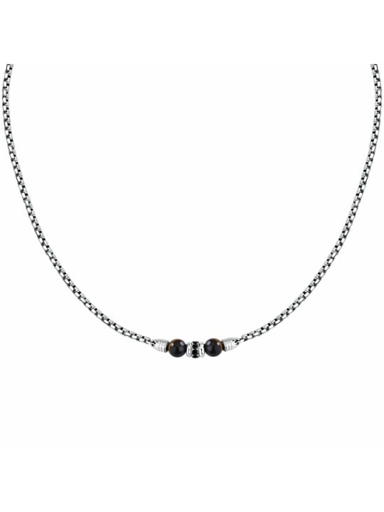 Morellato Collana in acciaio con pietre occhio di tigre S1744 uomo
