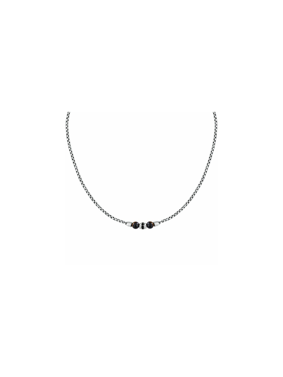 Morellato Collana in acciaio con pietre occhio di tigre S1744 uomo