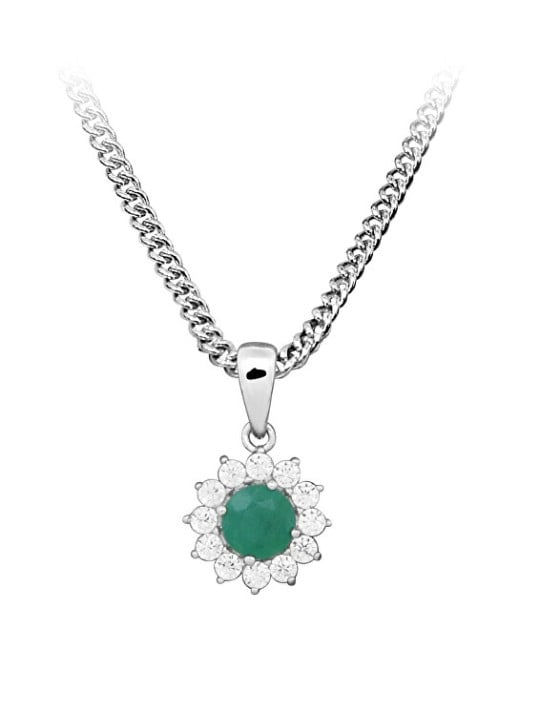 Silver Cat Collana in argento sterling con zirconi e smeraldo SC565 catena, pendente donna