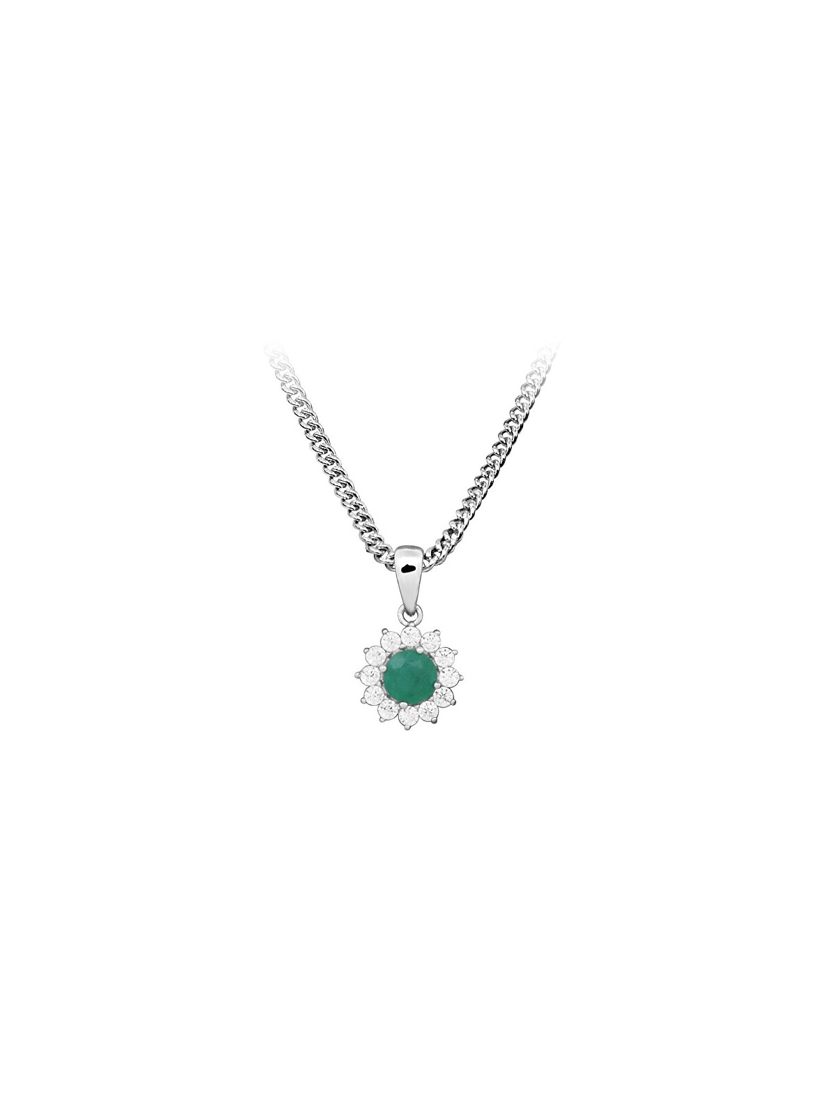 Silver Cat Collana in argento sterling con zirconi e smeraldo SC565 catena, pendente donna