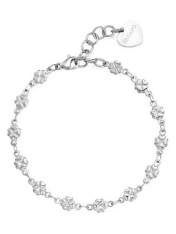 S'Agapõ Bracciale in acciaio SHK96 con motivo a trifoglio massiccio donna