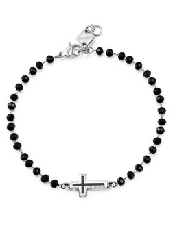 S'Agapõ Bracciale da uomo con perline e croce Charisma SHS12 uomo