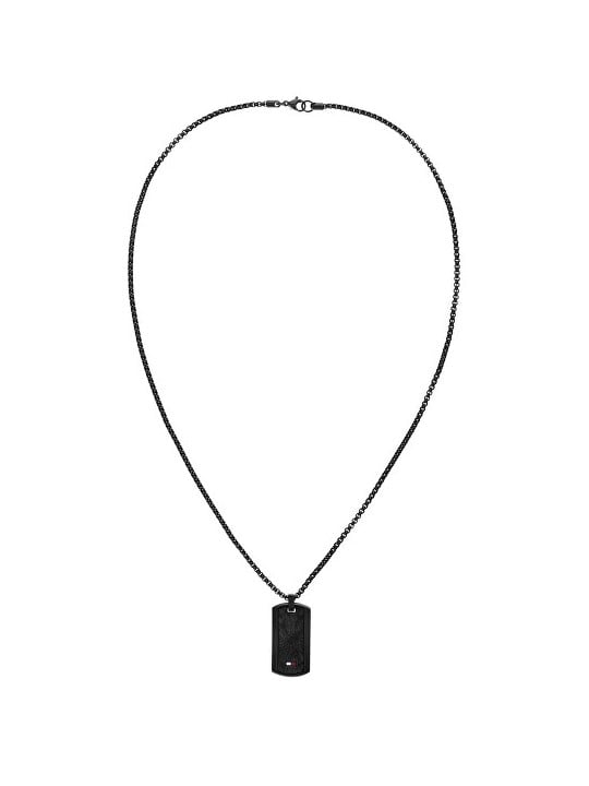 Tommy Hilfiger Collana da uomo nera con distintivo militare Jameson 2790629 uomo